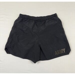 US Army Training Shorts Mens L Black Supplex Nylon PT Trunks 8415-01-465-6757